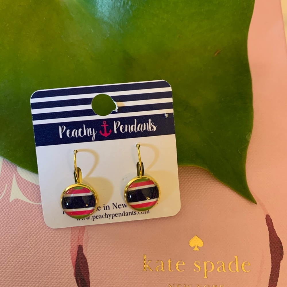 Preppy stripe gold earrings
